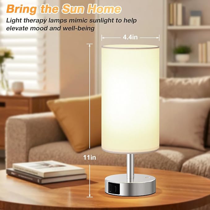 Light Therapy Lamp 10000 Lux, Sun Lamp with Remote, 3 Color Temperature & Stepless Dimming, White Happy Sunlight Lamp, Daylight Lamp for Home, Office, Decoration Use As Lift Mood, Happy Life