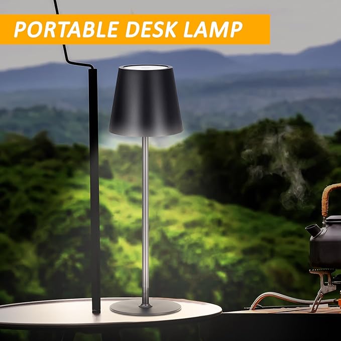 Retisee 12 Pack Cordless Table Lamp Portable Led Rechargeable Desk Lamp 3000mah Battery Operated 3 Color Stepless Dimming Waterproof Light Touch Control for Bedroom Restaurant Bars Coffee Shop Camping