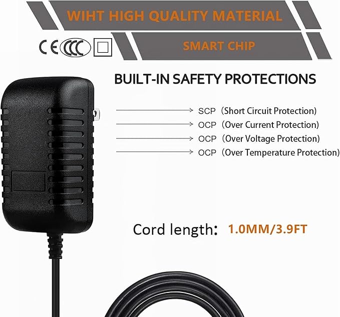 CJP-Geek 24V AC Adapter Charger Compatible with Govee H6078 RGBIC Floor Lamp LED Wi-Fi App Control Smart lamp Power Supply Cord Mains PSU