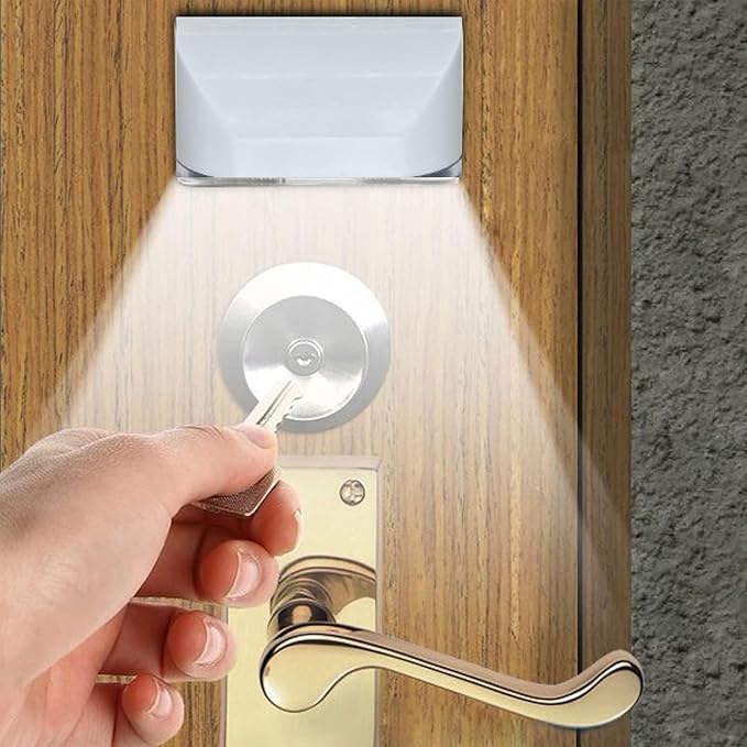 Key Light Door Lights, Small Motion Sensor Light with 4 LED Bulbs, Battery Powered Night Lights for Hallway, Stairway, Kitchen, Closet, Bedroom (2 Pack White)