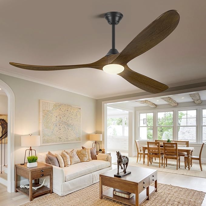 70 Inch Outdoor Ceiling Fan with Light, 3 Blade Wood Rustic Ceiling Fans with Lights Remote 6 Speed, High CFM Farmhouse Ceiling Fan for Patios Gazebo Shop Garage, Quiet Reversible Dc Motor