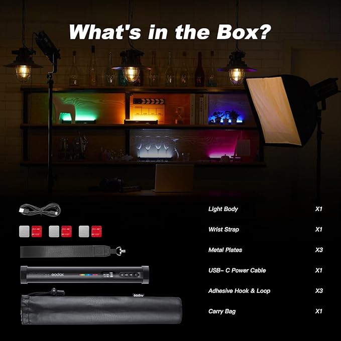 Godox TL30 RGB Tube Light Wand, Magnetic RGB Light Wand LED Video Light Stick CRI 97 TLCI 99 HSI 360°Color Gamut 2700-6500K 13FX Lux 740 with 2900mAh Battery for Photography YouTube TikTok