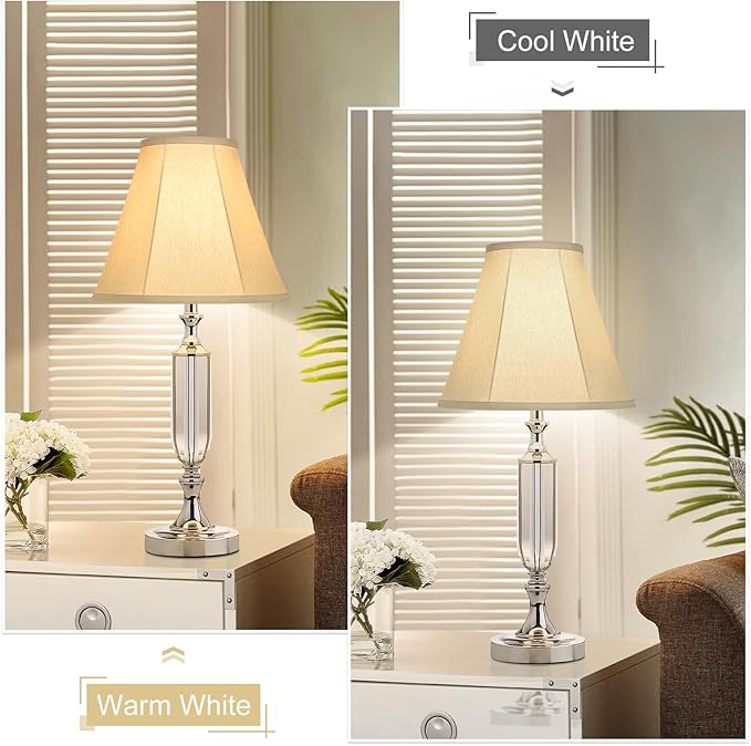 Bell Lamp Shades Set of 2, Cream Fabric Lampshades Medium Shade Replacement, 6"Top x 13"Bottom x 10"High, Natural Linen Hand Crafted(Spider Fitter), Harp Holders Included, Easy Assembly Required