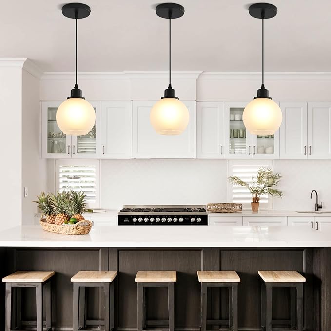 Pendant Lamp with Glass Shade, Modern Antique Brass Pendant Lights,Hanging Light Vintage Glass Shade, Island Light Pendant Light Fixture for Bedroom Living Room Kitchen