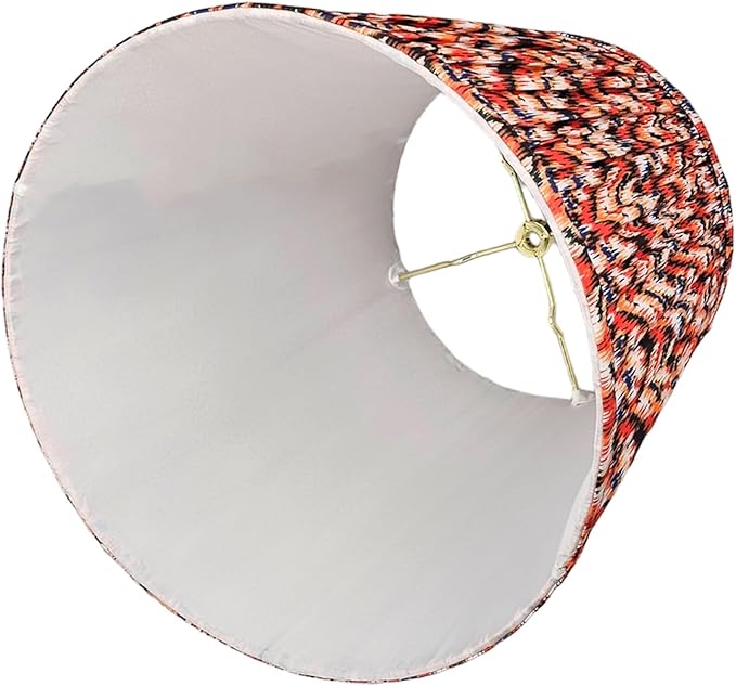 RDI Set of 2 Pleated Pattern Fabric Lampshade, Flora Collection, Large Lamp Shade, 10.5 x 16 x 11 inch (Top x Bottom x Height), Orange Oasis - 2 Pack