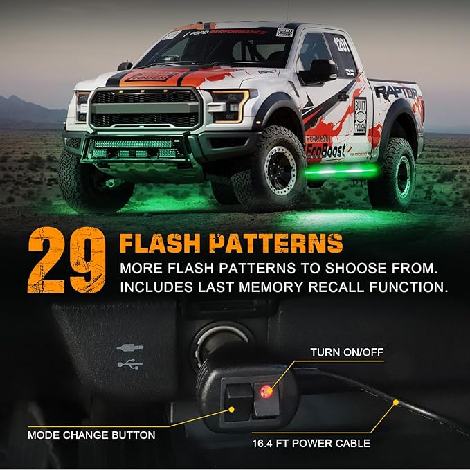 XRIDONSEN 2PCS 60 inch Green White Emergency Lights Strip 720 LED Running Board Strobe Lights Flashing Warning Safety First Responder for Firefighter Vehicles POV Fire Trucks Pickup SUV