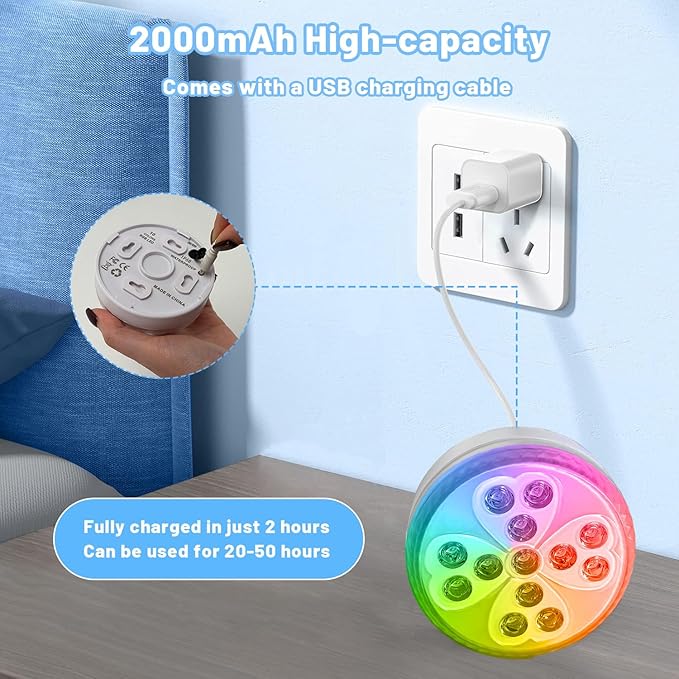 Pool Lights - Rechargeable Submersible LED Light with Remote, 10 Colors & 4 Modes IP68 Waterproof Pool Decor Light for Pool/Vase Base/Spa/Aquarium/Pond/Hot Tub/Decoration/Party, 2-Pack (2 PCS)