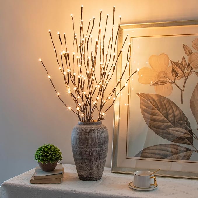 PEIDUO Lighted Willow Branches 30Inch 120 LED Twig Lights, 6PK Tree Branch Pathway Light for Holiday Xmas Decorations Indoor Outdoor Stake Lights