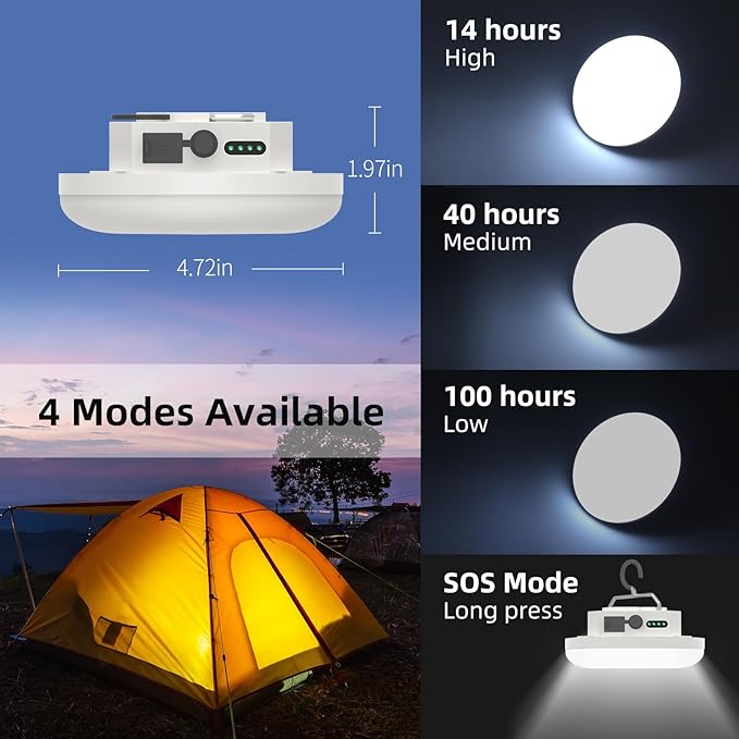 10500mAh 4000 Lumen Camping Lights Portable LED Camping Lantern Rechargeable 30W Magnetic Hanging with Battery Level Display Tent Light Outdoor Camping Flashlight Power Outage Emergency Lighting
