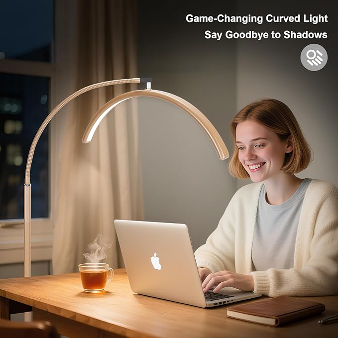 Half Moon Lash Light for Eyelash Extensions & Estheticians, Dimmable LED Lash Lamp with Flexible Gooseneck, Shadow-Free Moon Light for Lash Tech, Tattoo, SPA, Eyelash Lamp (Gold)