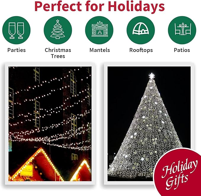 LAMPHOME 66ft Christmas Decorative Mini Lights,200 LED Green Wire Fairy Starry String Lights Plug in, 11 Lighting Modes, for Indoor Outdoor Xmas Tree Wedding Party Decoration (White)