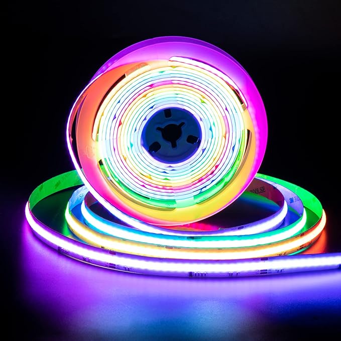PAUTIX RGB Smart IC COB LED Strip Light Addressable 24ft/7.5m,UL-Listed DC24V Color Flowing Strip Light Multicolor Flexible Tape Lights for TV,Bedroom,Party DIY Decoration(Without Controller&Adapter)