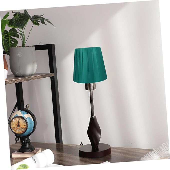 1pc Cloth Lampshade Pleated Lamp Shade Clip On Bulb Light Covers Barrel Lamp Shade for Bedroom Table Lamp Floor Light, Green