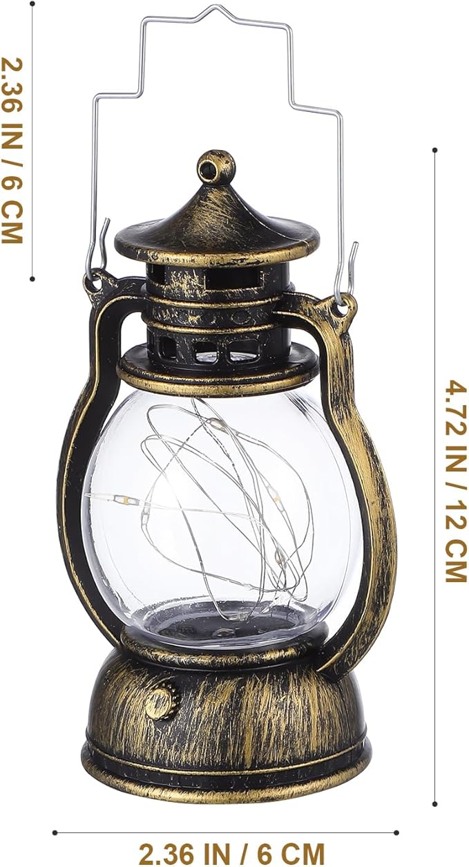 NUOBESTY 1pc Retro Handheld Lantern Creative Golden Plastic Vibe Lamp for Home Bar Scene Decoration (with Battery)