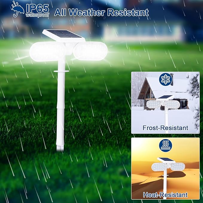 EMANER Solar Lights Outdoor Motion Sensor, 2500LM Lux Equivalent White Flood Lights for Outside, Dusk to Dawn 3-Mode Sensing Security Light, Solar Powered Driveway Lights Cordless, 2-Pack