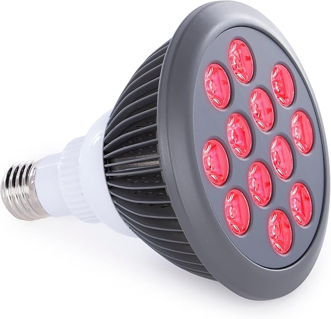 hooga HG24 Red Light Therapy Bulb — 660nm & 850nm Red & Near Infrared Light, 12 Dual-Chip LEDs, Targeted Light Bulb with Base & Braided Power Cord for Home Wellness Routine