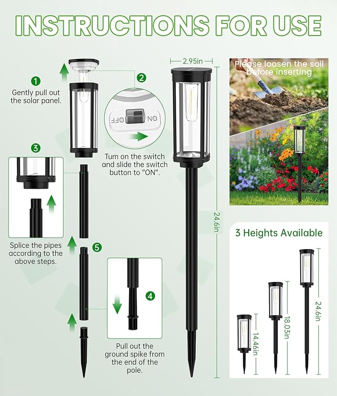 Bright Solar Pathway Lights, 4 Pack Solar Lights Outdoor Waterproof IP65, Long Lasting Outdoor Light for Yard Garden Walkway Landscape Lawn Patio