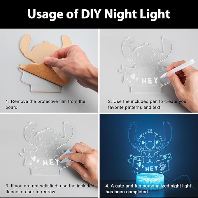 Hoofun Custom Night Light: 16 Colors DIY Personalized 3D Illusion Lamp with Remote Control, Anime Bedside Lamp, Merch Gifts Stuff for Girls Kids Room Decor Birthday Decorations Christmas Holiday