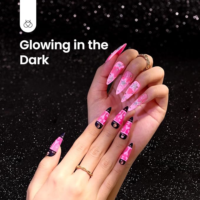 Beetles Hot Pink Gel Nail Polish - Luminous Pink Gel Polish 15ml Glow in the Dark Pink Easter Soak Off Uv LED Nail Lamp Nail Art Manicure Salon DIY Home Gift for Women Girls