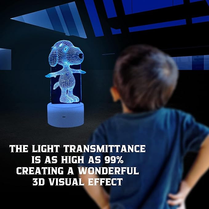 Dog Animal 3D Lamp Night Light Touch Table Desk Lamps 7 Color Changing Lights with Acrylic Flat & ABS Base & USB Charger & Remote Controller