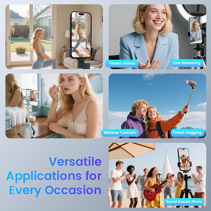 Vlog Selfie Monitor Screen for iPhone & Android, 4K 30fps Wireless Magnetic Back Camera Monitor for Vlog Live Stream TikTok YouTube, Audio Sync Built-in Speaker, Remote Control