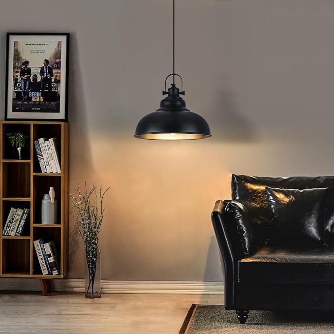 Black Pendant Lights Kitchen Island, 2 Pack Kitchen Island Lighting, Farmhouse Pendant Light Fixtures (11.41" W), Island Pendant Light for Kitchen, Dining Room, Bedroom