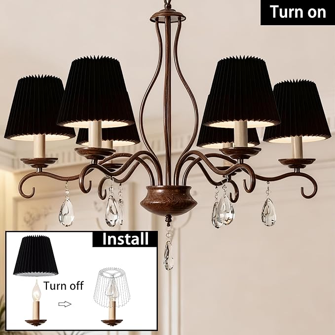 Small pleated lampshade chandelier shades set of 6. Lampshade for Wall Lamp.chandelier shades.small table lamps.For Cutting Edge bulbs.light bulb shade.chandelier light covers.4" X 5" X 6"