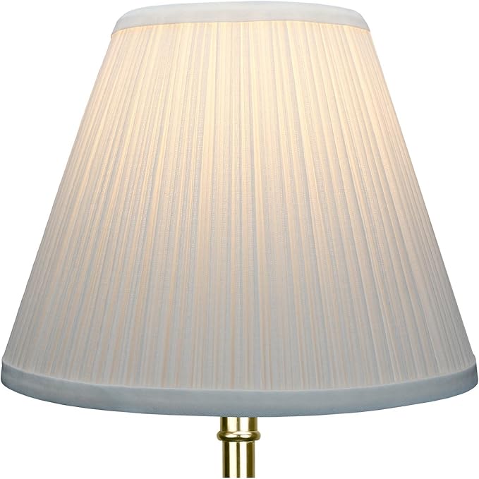 FenchelShades.com Lampshade 5" Top Diameter x 10" Bottom Diameter x 8" Slant Height with Clip-On Attachment for Standard Edison-Style Lightbulb (Pleated Mushroom White)