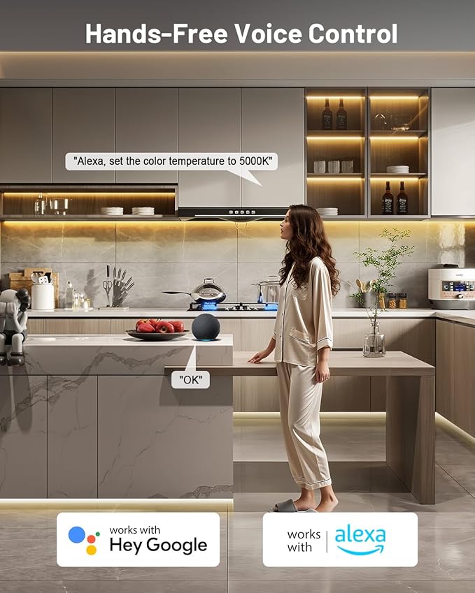 COB LED Strip Lights 16.4ft, Dimmable White CCT Tunable 2300K-6500K, DC 24V High Lumen Cuttable LED Tape Light, 3040 LED 36W CRI 90, APP Remote Control, Music Mode, For Home DIY, Living Room, Bedroom