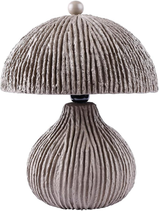 Handicrafts Home Handcrafted Paper Mache Table Lamp, 11x12.5” Modern Farmhouse Accent Table Lamp, Decorative Dome Bedside Nightstand Lamp for Bedroom Living Room, Small Sculptural Desk Light, Mush