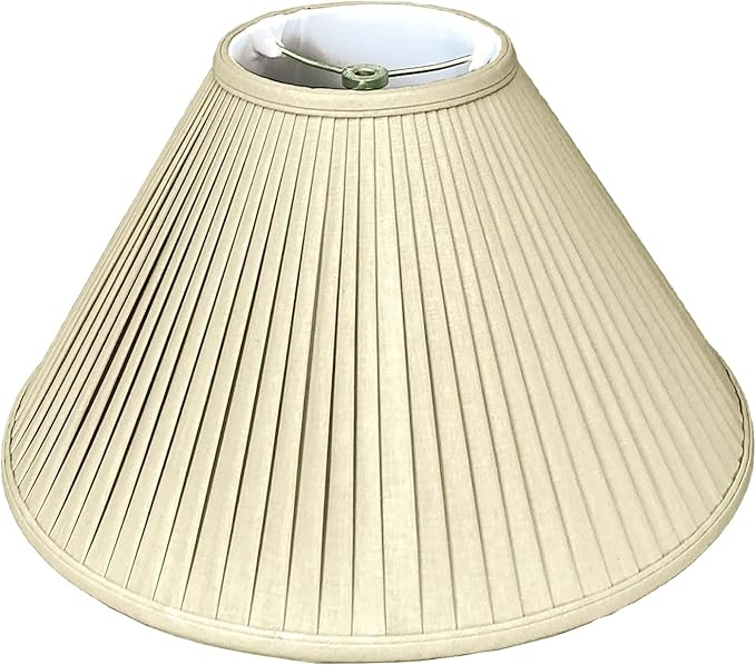 Royal Designs Coolie Empire Side Pleat Basic Lamp Shade, Linen with Taupe, 6" x 18" x 11.5, BS-727-18LNTP