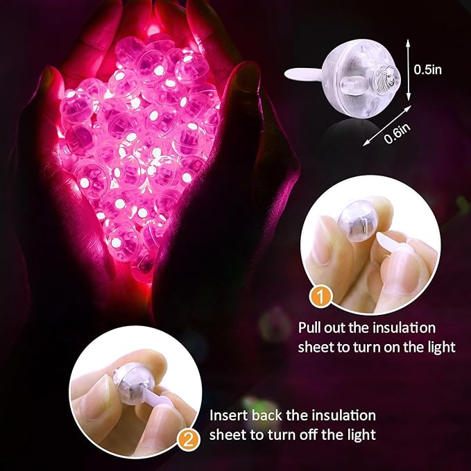 AIKEI 100pcs LED Balloon Lights, Pink Mini Balls Lights,Waterproof Mini Led Light for Valentine's Day Paper Lantern Wedding Christmas Birthday Party Decoration for Indoor Outdoor