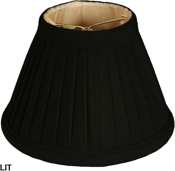 Royal Designs, Inc. CS-112BLK/GL-6 Pleated Empire Chandelier Shade, 3 x 6 x 4.25, Black with Gold, 6-Pack
