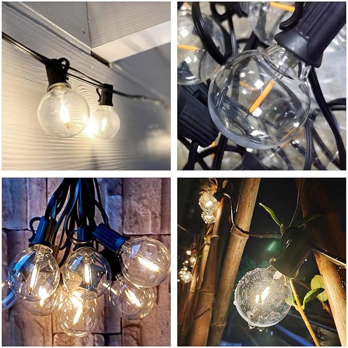 G40 LED Replacement Light Bulbs,C7/E12 Screw Base Shatterproof Globe Bulbs for Outdoor String Lights Patio Decor,25 Pack,Warm White 2700K,Energy Efficient Waterproof