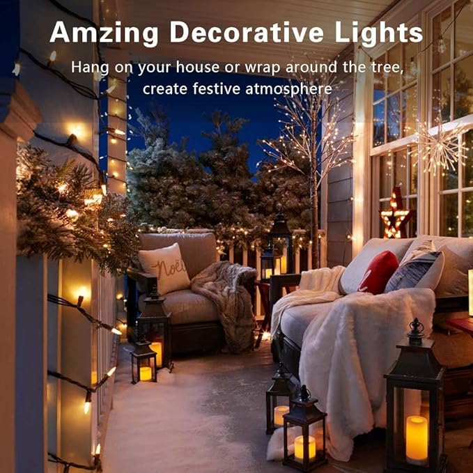 ODEETRONIC Steady & Blink Clear Lights, 21.63ft 100 Count Incandescent Christmas Lights, UL Certified Connectable Tree Light Warm White, 2 Mode Mini Light for Indoor Outdoor Xmas Party, Brown Wire