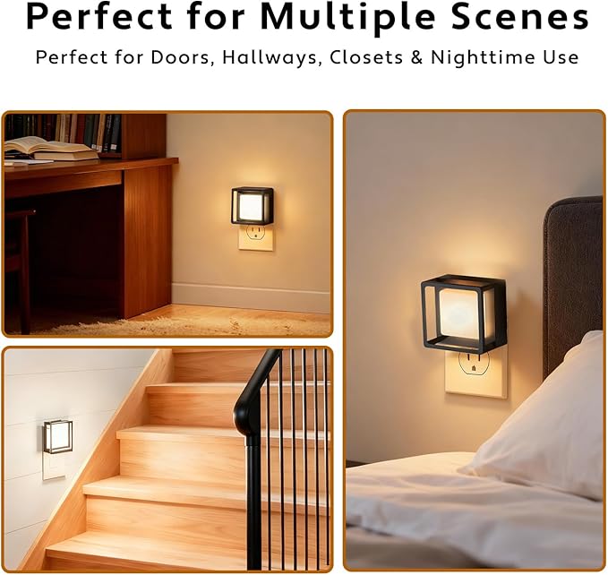 2 Pack Night Lights Plug into Wall,Adjust 0-60LM Brightness Motion Sensor Night Light,for Modern Farmhouse Decor Deals,Home Decor,Bathroom Decor,Cozy Home Decor