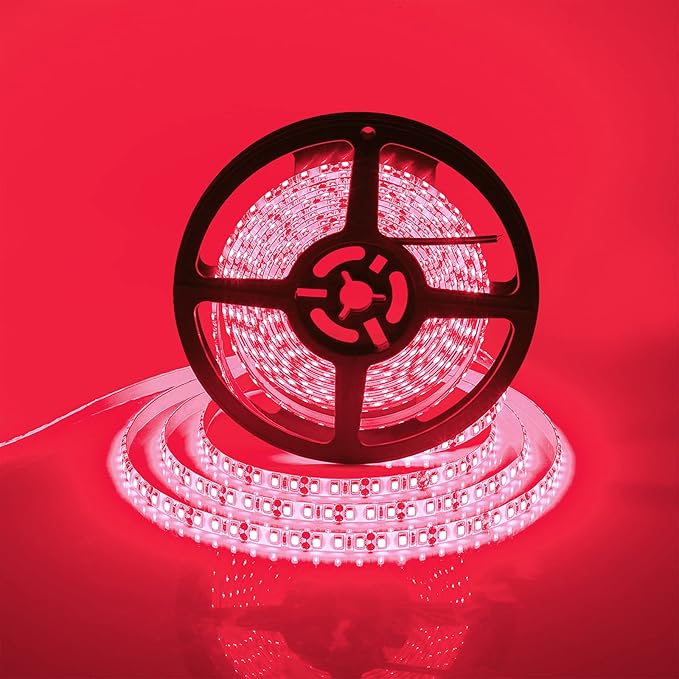 Red Waterproof 600 LEDs Strip Lights, SUPERNIGHT 12 Volt LED Light Strips 16.4FT LED Rope Lighting for Boat Bedroom Car TV Backlighting Christmas Party