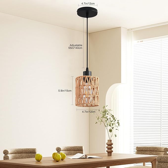 Farmhouse Pendant Light Fixture, Black Pendant Lights for Kitchen Island Industrial Lantern Pendant Light Fixtures with Light Shade, Adjustable Height Hanging Pendant Lighting