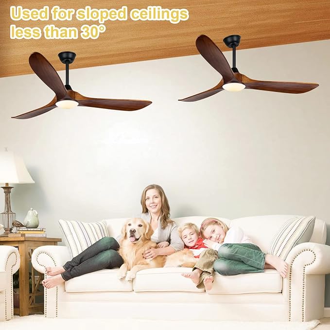 Farmhouse Ceiling Fans with Lights, 60 inch Outdoor Ceiling Fan for Patios with Light, 3 Blades Wood Ceiling Fan Damp Rated Large Airflow Commercial Ceiling Fans for Exterior House Porch Gazebo