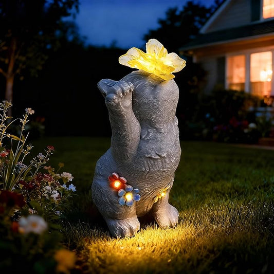 Charming Kitten Garden Statue with Solar Butterfly Light - Cute Cat Figurine with Colorful Flower - Outdoor Decor for Patio Lawn & Flower Bed - Christmas Housewarming Birthday Gifts for Grandma Mom