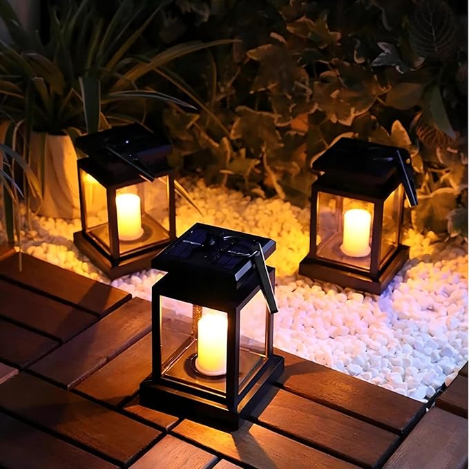 Solar Outdoor Lantern LED Portable Rechargeable Table Lamp 3000K Warm Light Nightstand Lamp Waterproof Cordless USB Solar 2in1 Hand Light for Patio, Black