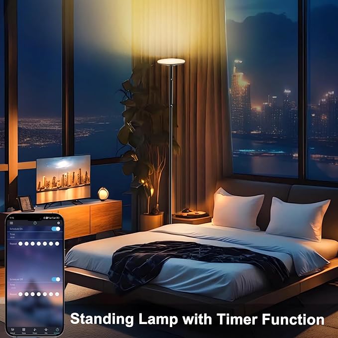 echosari Floor Lamp for Bedroom, Super Bright Torchiere Floor Lamps APP & Remote Control, 67'' Music Sync Tall Standing Lamp for Living Room Office Game Room (RGB & 2700K to 6500K)