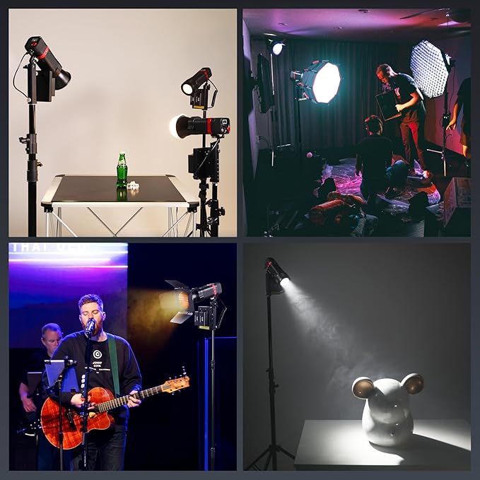 GVM 3 Packs 60W Video Light for COB Studio Lights, Portable Photography Lighting for Recording, Handheld Led Video Lighting, Spotlight for APP Control, Outdoor, 2700-6800K, 51800LUX/0.5M, 6 Batteries
