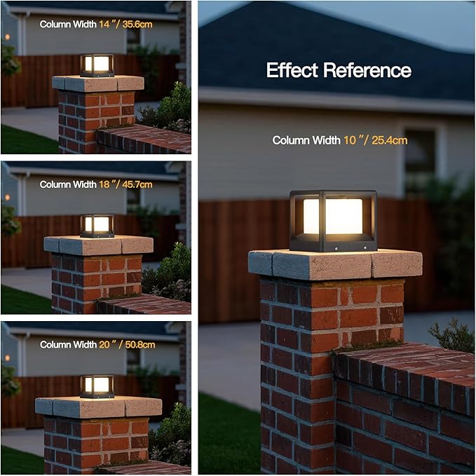 7.1" Post Light, Pillar Lights Outdoor Hard Wired, AC100-240V Modern Column Lamp, Waterproof Fence Deck Cap Lantern Fixture 3000K Landscape Lighting for Outside Patio Posts Decoration