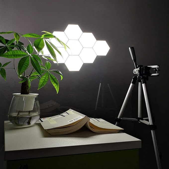6Pcs Hexagon LED Light (White, Touch Model) - Smart Touch Sensor DIY Modular Wall Lamp for Bedroom, Company Front Desk & Room Decorative Wall Decoration