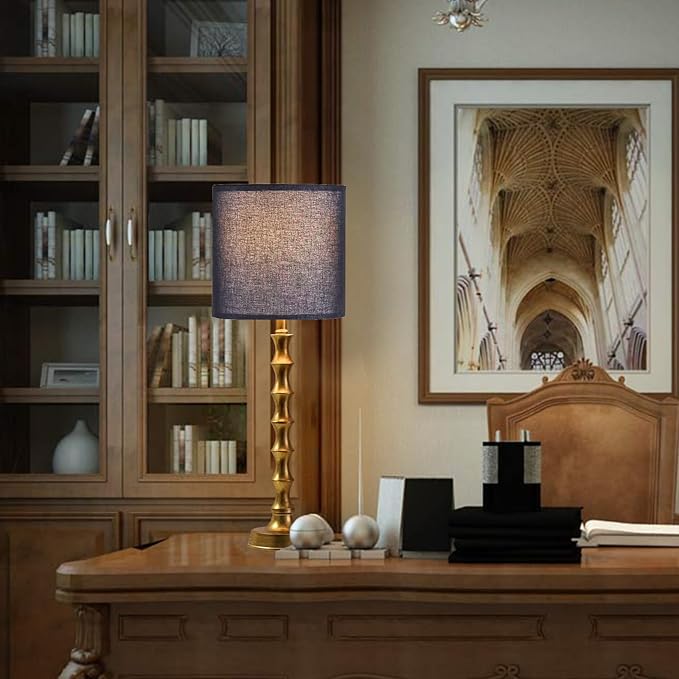 28.75" Gold Table Lamps Set of 2, Gold Buffet Lamps Set of 2 with Black Shade, Rustic Tall Skinny Nightstand Lamp for Bedroom, Living Room, Guest Room Decor