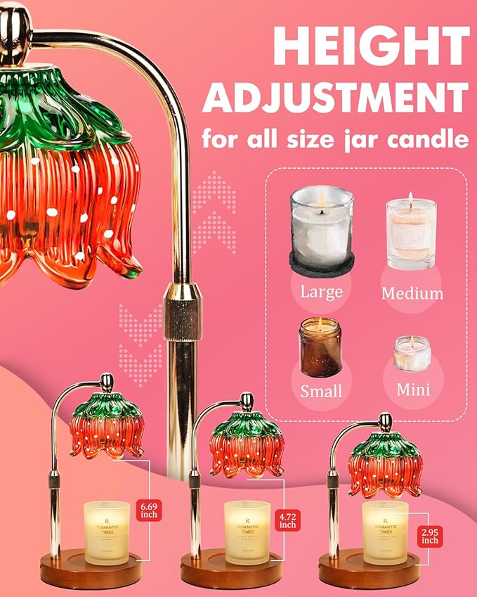 Strawberry Candle Warmer Lamp with Timer & Dimmable Brightness, House Warming Gift New Home, Candle Warming Gift for Anniversary, Birthday Gifts for Women Mom,Flameless Wax Melt Warmer for Jar Candles