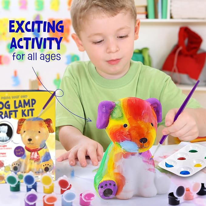 Paint Your Own Dog Lamp Kit, Art Supplies Painting Kits for Kids, Arts and Crafts for Kids Ages 8-12, Dog Toys Girls Boys Birthday Easter Gifts for Kids Ages 3 4 5 6 7 8 9 10 11 12+