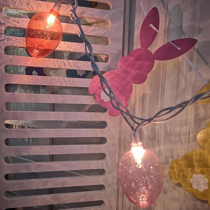 Couah Easter Egg Lights, 8.5Ft Easter String Lights with 10 LED Multicolored Eggs Lights Plug in Waterproof for Indoor & Outdoor Garden Party Home Garden Spring Easter Decorations