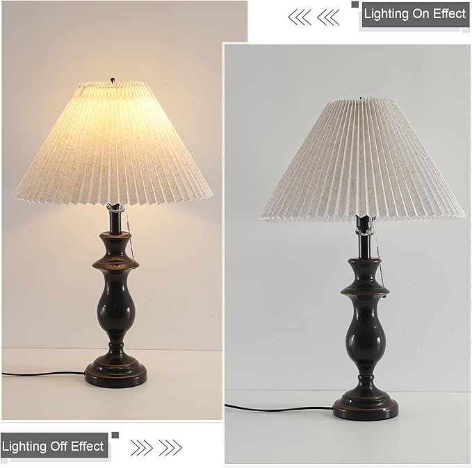 Pleated Lamp Shade for Table Lamp/Arched Floor Lamps Replacement Shade 5.9"Top X 16.5"Bottom X 11"High-Off White Linen